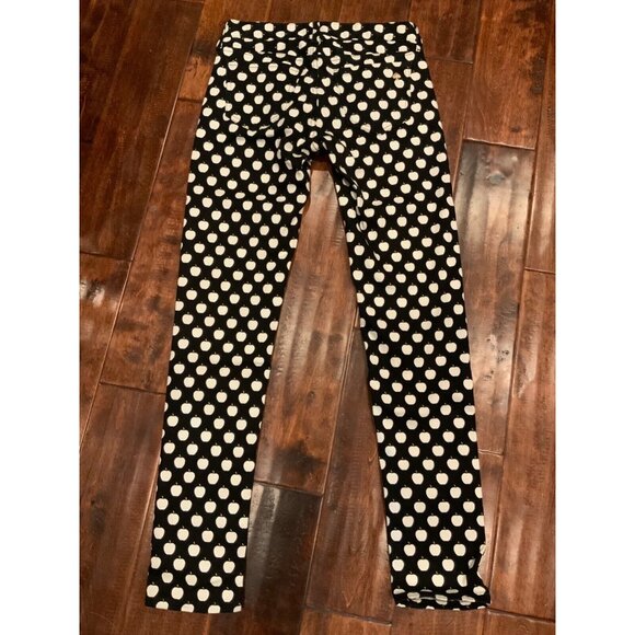 Kate Spade Black With White Apple Pattern "Broome Street” Slim Jeans, Size 24 - Picture 4 of 7